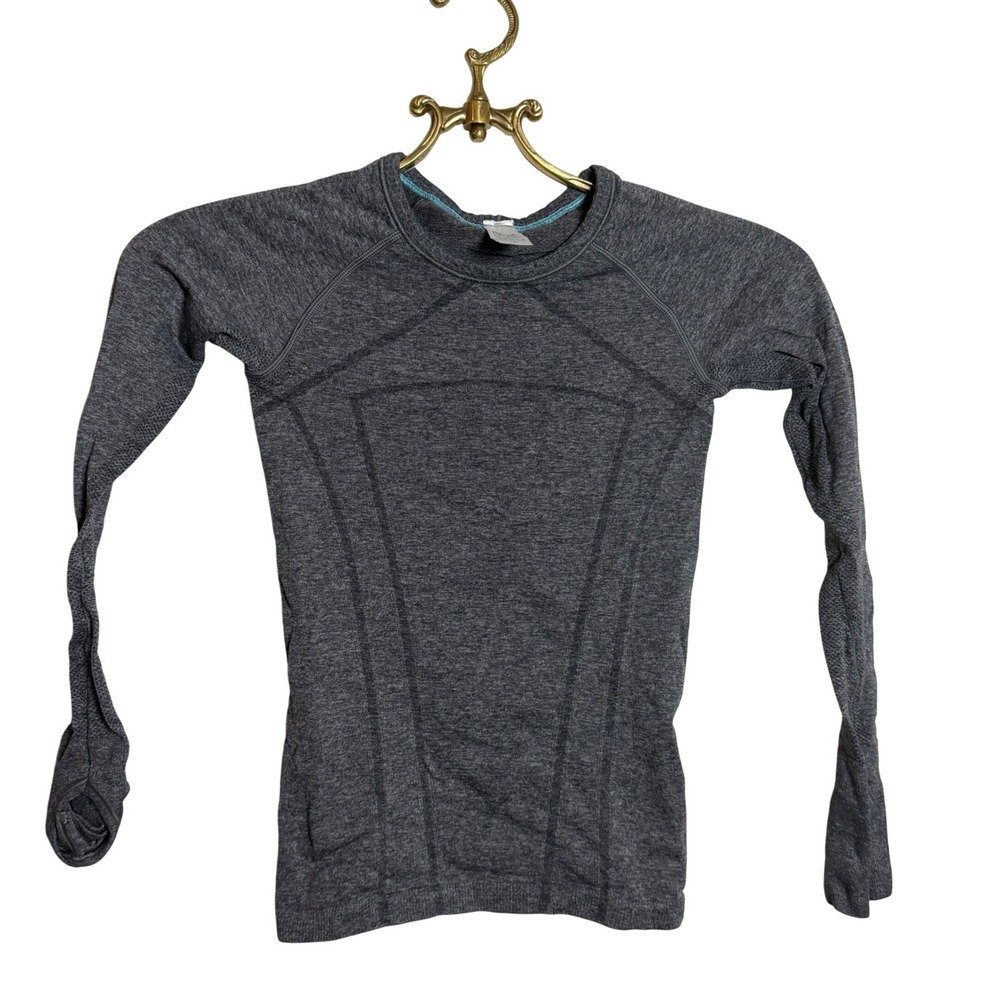 Ivivva‎ by Lululemon Girls Gray Heathered Long Sleeve Athletic  Thumbholes Sz 6